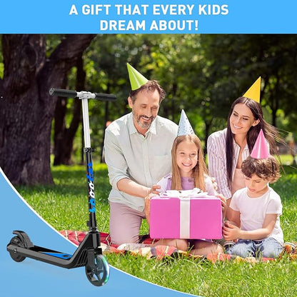 LINGTENG Electric Scooter for Kids Age 6-10, Kick-Start Boost Scooter with Adjustable Speed and Height, Flash Wheel & Deck Lights