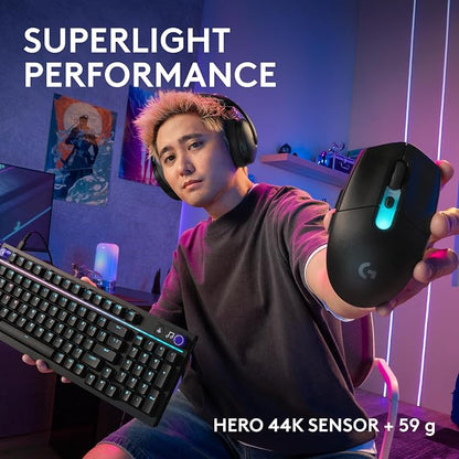 Logitech G305 X Superlight Wireless Gaming Mouse - Black | 59g Lightweight, 44K DPI, 678 IPS, Wireless 2.4 GHz/Bluetooth/USB-C, <170 hr Battery, 6 buttons, RGB, PC/Mac Compatible