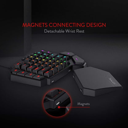 Redragon K585 Wired One-Handed RGB Gaming Keypad, Tactical 42-Key Layout | On Board 28 Combo Slots 4 Profiles Keyboard, USB Pass-Through Port, 16.8M Colors, Swap-Ready Socket, Detachable Wrist Rest