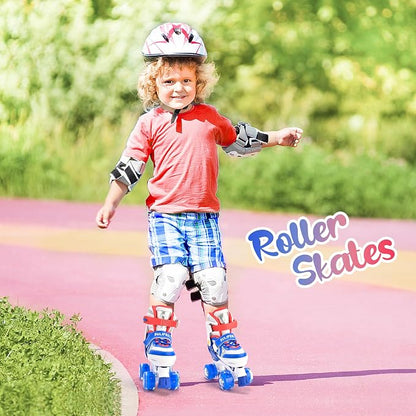 SULIFEEL Rainbow Unicorn 4 Size Adjustable Roller Skates for Girls Boys for Kids Ages 3-5 5-8 6-12 Children Skates Indoor Outdoor
