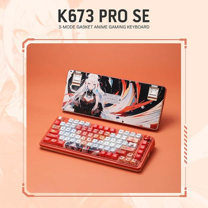 Redragon K673 PRO Wireless 81-Key RGB Gasket Gaming Keyboard, Scroll Knob | Multi-Function Control Wheel, 0-Delay Tri-Mode, Cushioned 5-Layer Noise Dampening for Creamy Thocky Sound, Compact 80% Size
