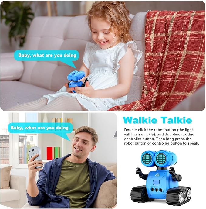 Hamourd Robot Toys for Boys Girls, Emo Robot with Walkie-Talkie Function, Gesture Sensing, Flexible Head & Arms, Programming Motion, Dance Moves, Music, Multi-Mode LED Eye, Toys for Ages