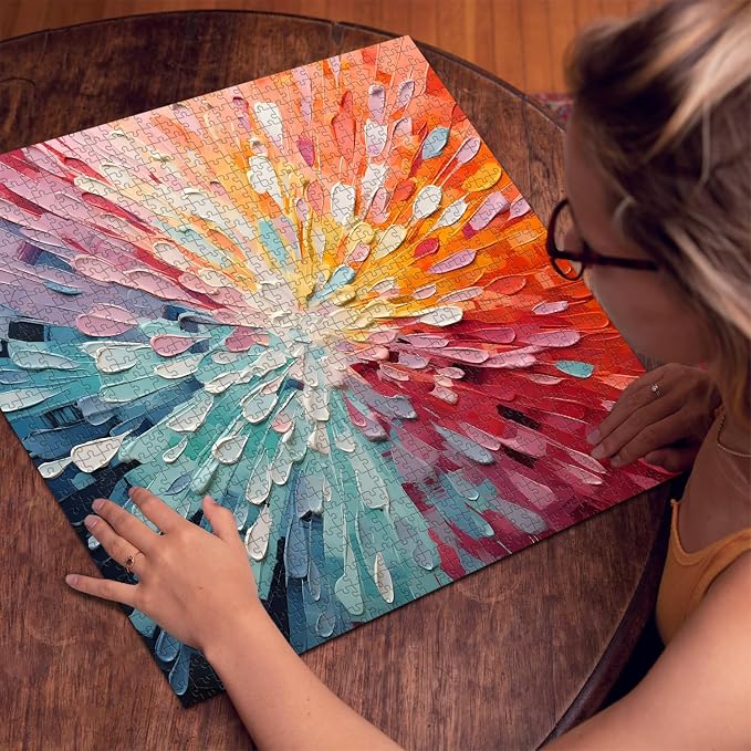 Impossible Puzzles 1000 Piece, Colorful Hard Difficult Puzzle for Adults, Gradient Rainbow Challenging Jigsaw Art Painting