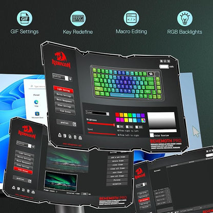 Redragon K724 PRO Wireless 81-Key Gasket Gaming Keyboard, TFT Screen & Knob | Easy-Control LED Info Display, 0-Delay Tri-Mode, Cushioned 5-Layer Noise Dampening for Creamy Thocky Sound, Compact 80% Size