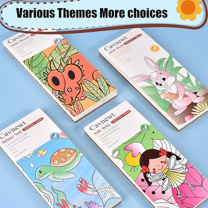 Cavnewt Watercolor Coloring Books for Kids Ages 4-8, Pocket Watercolor Painting Book Sets, Mess Free Paint with Water Books for Toddlers, Travel Activities Arts Party Birthday Gifts for Girls Boys