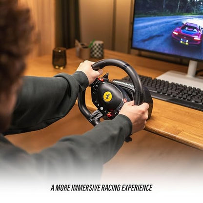 Thrustmaster T98 X Ferrari Licensed Racing Wheel & Pedal Set - XBOX & PC | 240-degree rotation, bungee-cord resistance, paddle shifters, 3 driving modes, Hall-Effect sensors, tool-free desk clamp