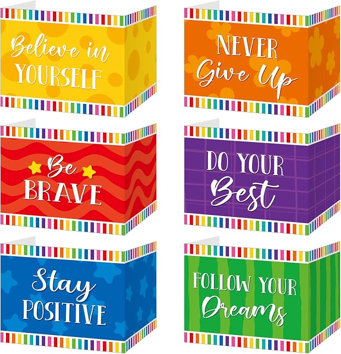 Affrolling 36 Pcs Inspirational Privacy Folders Bulk for Students Cardboard Privacy Boards Desk Divider Panel Waterproof Testing Divider for Classroom Back to School Study Supplies (Colorful)