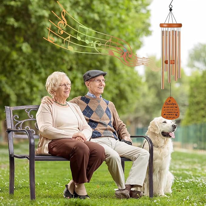 Grandpa Wind Chime for Outside: Grandpa Gifts, Metal Wind Chimes, Thoughtful Birthday Father's Day Christmas Thank You Gift for Grandfather, Home Garden Patio Yard Decor