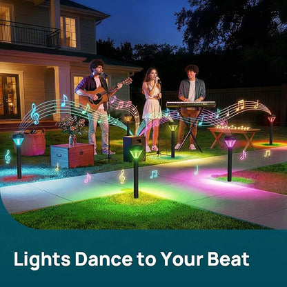 Linkind Smart Low-Voltage Path Lights SP6LV, 510LM Multi-Zone Outdoor Pathway Lights AC/DC 12-24V, App & Voice Controlled Color-Changing Landscape Lighting for Garden, Walkway, Driveway, 4 Pack