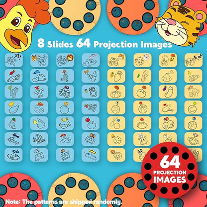 Drawing Kit 4-6, Drawing Projector for Kids, Art Sketch Projector Drawing and Tracing Include 64 Projection Image, Color Pen, Drawing Stencil, Kids Learn How to Draw Toys Set for Boys Girl Ages 3-5