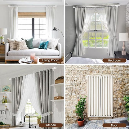 1” Diameter Curtain Rods Itself is 30 to 60 inch 2 Pack Fit 30-54 inch Window with Heavy Duty Adjustable Rod Matte White Splicing Metal Extra Long Curtain Rod for Windows
