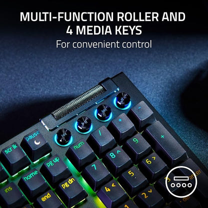 Razer BlackWidow V4 Mechanical Gaming Keyboard, Green Switches | Tactile & Clicky Switches, Chroma RGB, 6 Dedicated Macro Keys, Magnetic Wrist Rest, Doubleshot ABS Keycaps, Snap Tap