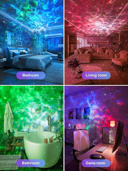 One Fire Galaxy Projector,15 Color,Ocean HD,Gift Girl&Women&Boy,White Noise | 7 Brightness,4 Speed,Green Star,Bluetooth,Romote,Timer,Teen Boys Gift,Birthday,Bedroom Decor,Relax,Party,Led Lights,Lava Lamp