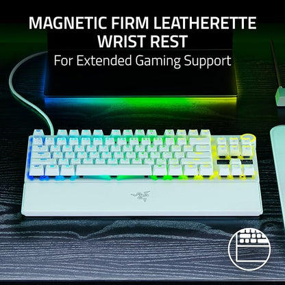 Razer Huntsman V3 Pro TKL 8KHz Esports Gaming Keyboard, White | Analog Optical Switches Gen 2, 8000 Hz Polling, Razer Snap Tap, Rapid Trigger, Adjustable Actuation, Media Controls