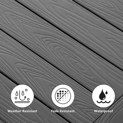 Double Adirondack Side Table Weather Resistant, Outdoor Rectangular End Table for Adirondack Chair, Black with Wood Grain