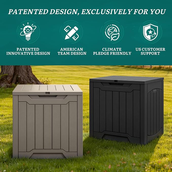 YITAHOME 31 Gallon OutdoorDeck Box | Lockable Resin Storage Box and Waterproof Package Delivery Box for Patio, Garden, Poolside, Cushions, Supplies & Sports Gear