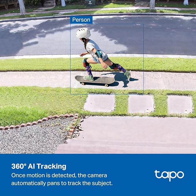 Tapo 4K 8MP Wired Pan/Tilt Outdoor Security Camera, Free Person/Vehicle Detect & 360° View, Color Night, Local AI, SD/Cloud Storage, Works w/Alexa & Google Assistant, 2.4 GHz WiFi C560WS