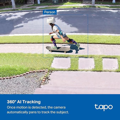 Tapo 4K 8MP Wired Pan/Tilt Outdoor Security Camera, Free Person/Vehicle Detect & 360° View, Color Night, Local AI, SD/Cloud Storage, Works w/Alexa & Google Assistant, 2.4 GHz WiFi C560WS