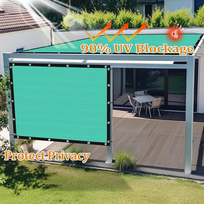 Shade&Beyond Customized Size 90% Sun Shade Cloth with Grommets, 4' X 20' Pergola Shade Cover Canopy, Mesh Tarp Sun Screens for Patio, Outdoor, Garden, Backyard GN01, Turquoise