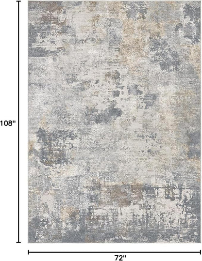 UERMEI 6x9 Area Rug Living Room Rugs - Washable Neutral Modern Abstract Soft Thin Large Rug Indoor Floor No Slip Rug Carpet for Bedroom Under Dining Table Home Office Decor - Blue Grey