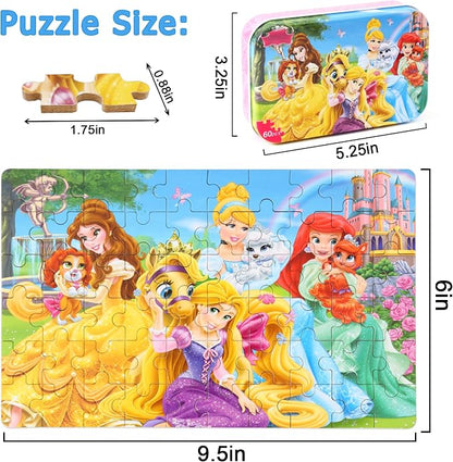 LELEMON Puzzles for Kids Ages 4-6, 60 Piece Puzzles for Kids Ages 3-5 in a Metal Box, Educational Jigsaw Puzzles Childrens Puzzle Games Puzzle Toys for Girls and Boys