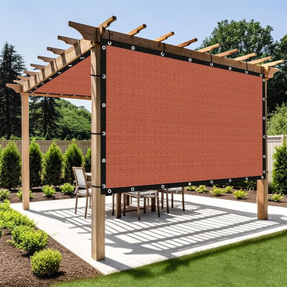 Shade&Beyond Customized Size 7' X 8' Shade Cloth with Grommets, 90% UV Protection UV Protection Mesh Tarp Sun Screens for Patio GN01, Rust Red
