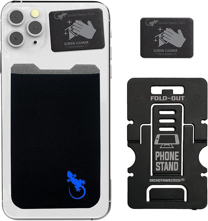 Phone Wallet - Adhesive Card Holder - Cell Phone Pouch - Stick on Lycra Pocket by Gecko - Carry Credit Cards and Cash