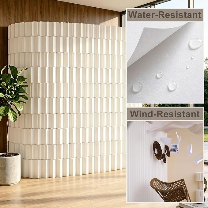 Modern Folding Room Divider for Space Separation, 5.2ft Tall Honeycomb Accordion Privacy Screen, Kraft Paper Portable Freestanding Partition Wall, No Drilling (Style-C, L157.5 x H63.0 Inch)