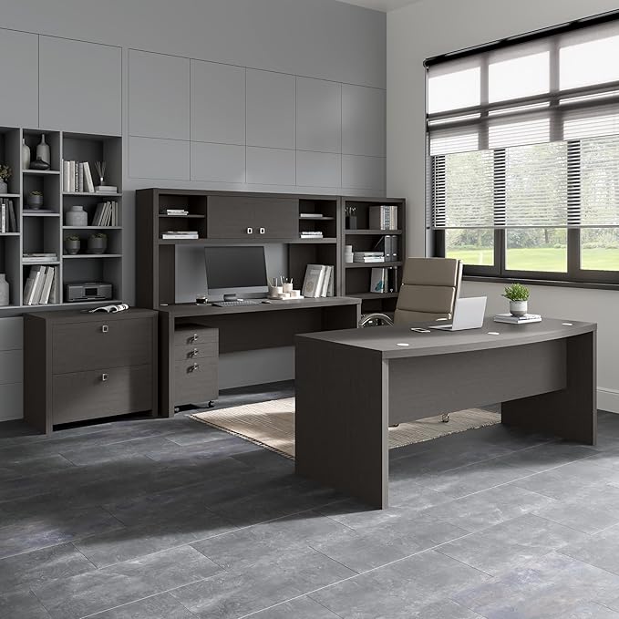 Bush Business Furniture Echo Computer Desk, 72W, Charcoal Maple