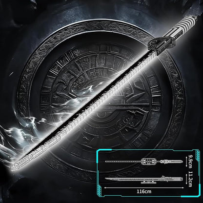 Mould King Dark Sword Building Set - 45.67" Rechargeable LED Lightsaber with Display Stand, DIY Assembly STEM Model Kit for Adults, Creative Collectible Sci-Fi Toy & Cosplay Gift Idea (885+ PCS)