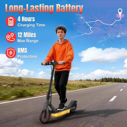 WERHY Foldable Kids Electric Scooter for Aged 6-10, 350W Motor, Max 12/16Miles Long Range, 19 MPH Max Speed, 8.5" Solid Tire, Lightweight Foldable E-Scooter with Dual Braking, Digital Display