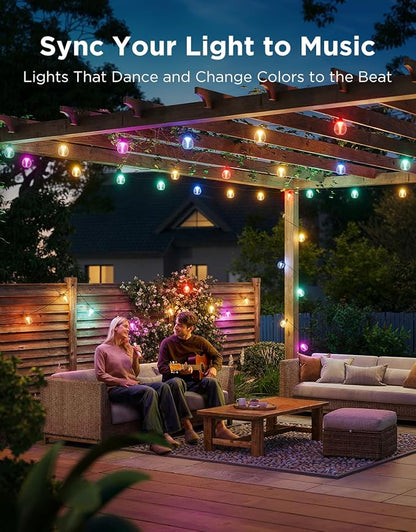 Govee Clear Bulb Outdoor String Lights, 48ft IP67 Patio & Backyard Lights | 15 RGBWIC Dimmable LED Bulbs, 111 Modes, Music Sync, IP67 Waterproof & Shatterproof, Work with Alexa, Google & Matter