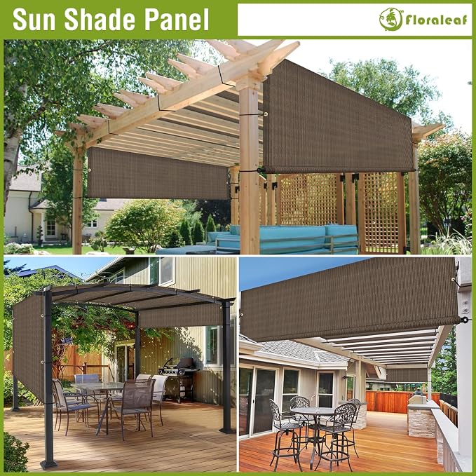 9' × 38' Pergola Shade Cover Universal Replacement Canopy Cover Outdoor Durable Fabric Sun Shade Cloth for Deck Patio Porch Backyard Gazebo with Grommets & Weighted Rods, Brown