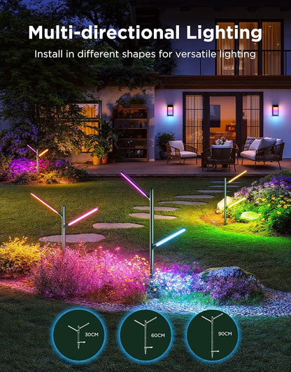 Govee Outdoor Garden Lights, 2 Pack, RGBWWIC, IP66 Waterproof | 16 Million Colors, 64 Scenes for Outdoor Decor, Patio, Landscape Lighting, Compatible with Alexa, Google Assistant, Matter