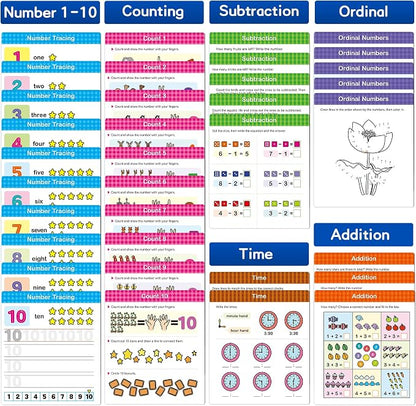 Preschool Learning Activities 60 Reusable Pages, Number Tracing Addition Subtraction Math Practice Kindergarten Workbook, Educational Fine Motor Toddler Learning Toys for 3 4 5 Year Olds