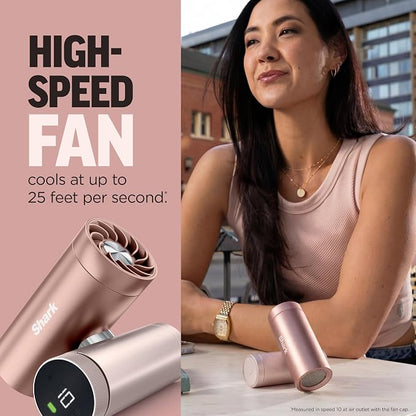 Shark ChillPill – The Only 3-in-1 Personal Cooling System with Fan, InstaChill Cooling Plate & Dry-Touch Mist – Portable, Handheld, Drops Skin Temp Up to 16°F, 10 Speeds, Rose Gold, FA022GD