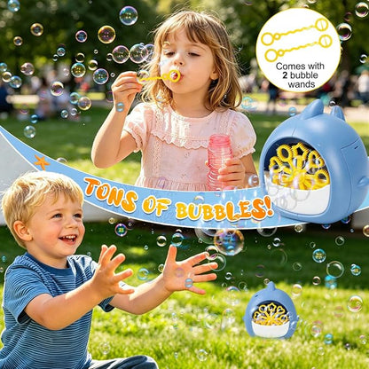 JONEG Bubble Machine Toys for Kids 3-8 Years Old - Bubble Blower Maker with Solutions, Outdoor Toy, Birthday Gift for 3 4 5 6 7 8 Year Old Girls Boys Toddlers