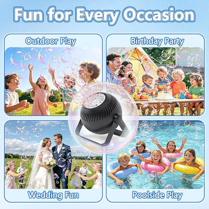 2026 Bubble Machine, 20000+ Bubbles Rechargeable Bubble Maker, Automatic Bubble Blower with Lights & 360° Adjustable Angle, Outdoor Bubble Toys Gifts for Kids, Birthday Parties, Backyard, Wedding
