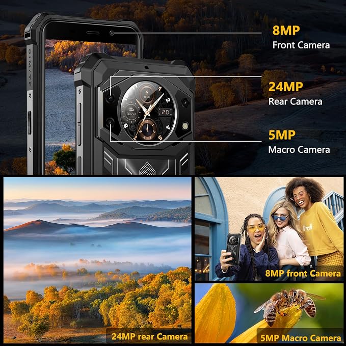 FOSSIBOT F101P Rugged Call Phone，Android 13 7GB+64GB /1TB Rugged Smartphone 10600mAh Unlocked Phone 123dB Loud Volume Phone 5.45" 24MP+8MP Camera Waterproof Smartphone 4G Dual SIM OTG Octa-core 18W