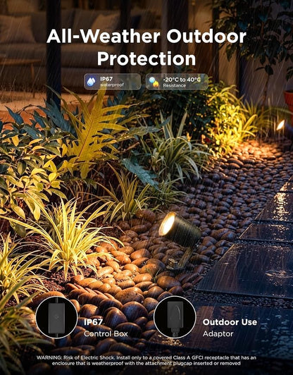 Govee Outdoor Spotlights Lite 4 Pack, IP67 Waterproof Spotlights, APP, WiFi | Landscape Lighting Work with Alexa, Matter and Google Assistant, RGBWIC Color Changing Light for Garden, Yard, Patio
