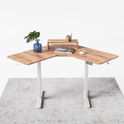 FEZIBO Corner Standing Desk, 48 Inches L Shaped Standing Desk, Electric Stand Up Corner Desk, Home Office Sit Stand Desk with Rustic Top and Black Frame