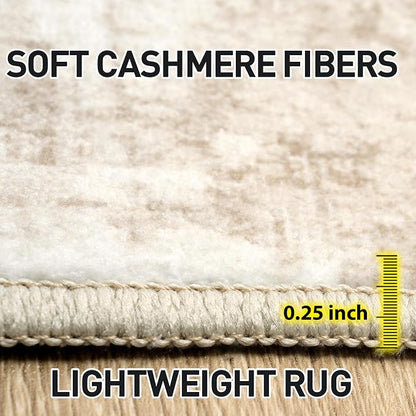 9x12 Area Rugs Washable Rug: Modern Abstract Living Room Rug Soft Anti-Skid Thin Carpet Indoor Floor Non-Shedding Carpets for Bedroom Dining Room Farmhouse Nursery Home Office Beige Grey