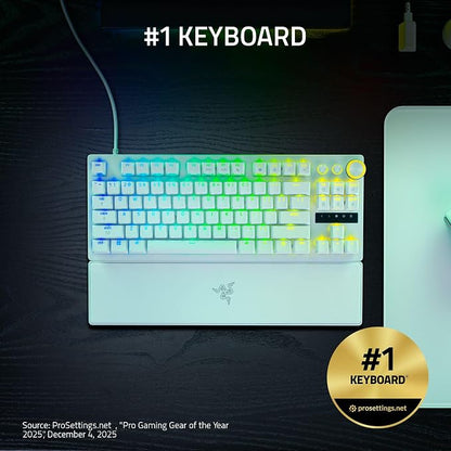 Razer Huntsman V3 Pro TKL 8KHz Esports Gaming Keyboard, White | Analog Optical Switches Gen 2, 8000 Hz Polling, Razer Snap Tap, Rapid Trigger, Adjustable Actuation, Media Controls