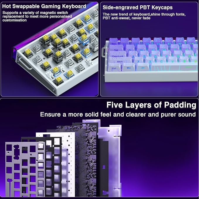 AULA Hero 68 HE 60% Gaming Keyboard Wired, Hall Effect Magnetic Switch Keyboard with Adjustable Actuation, Fast Trigger Mode, 8K Hz Polling Rate, 0.125ms Latency,Side Printed PBT Keycaps, RGB Backlit