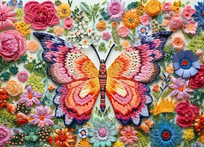 HUADADA Jigsaw Puzzles for Adults 1000 Pieces, Butterfly Flower Letter on Back Interlock Perfectly No Dust, Home Decors Family Challenge Toys for Men Women Elders Seniors (27.5"x19.6"), 1:1 Poster