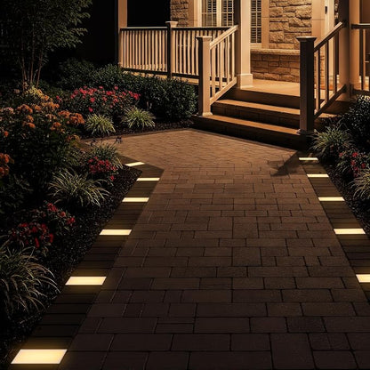 LEONLITE Paver Light, 4x8 Inch Low Voltage LED Landscape Light, 5CCT Adjustable Glare-Free Brick Light, IP67 CRI90 Driver-Over Safe, 12-24V Hardwired Pathway Light for Driveway Garden, Pack of 4