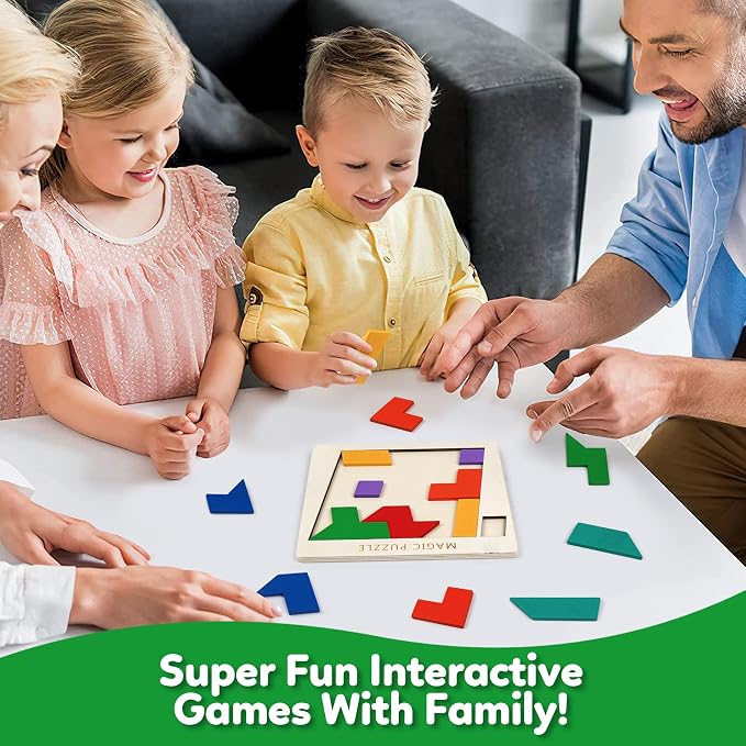 Wooden Puzzles Blocks Brain Teasers Logic Games for Classroom & Party Times,Jigsaw Puzzle Intelligence STEM Montessori Educatioanl IQ Toys Games for Kids Boys Girls Ages 3+ (3 Pack)
