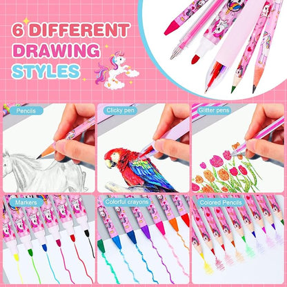 Art Supplies for Kids,66PCS Drawing Kits with Unicorn Storage Case for Girls Age 4-12,Art Case Coloring Sets,Crayon,Colored Pencils,Coloring Book Sketch Book Drawing Stuff,Gift Toys for Girls Age 5-10