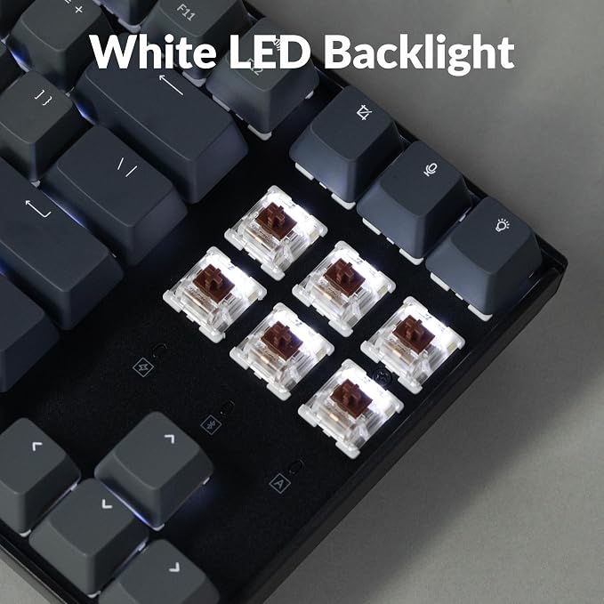 Keychron K8 Tenkeyless Wireless Mechanical Keyboard for Mac, White Backlight, Bluetooth, Multitasking, Type-C Wired Gaming Keyboard for Windows with Brown Switch