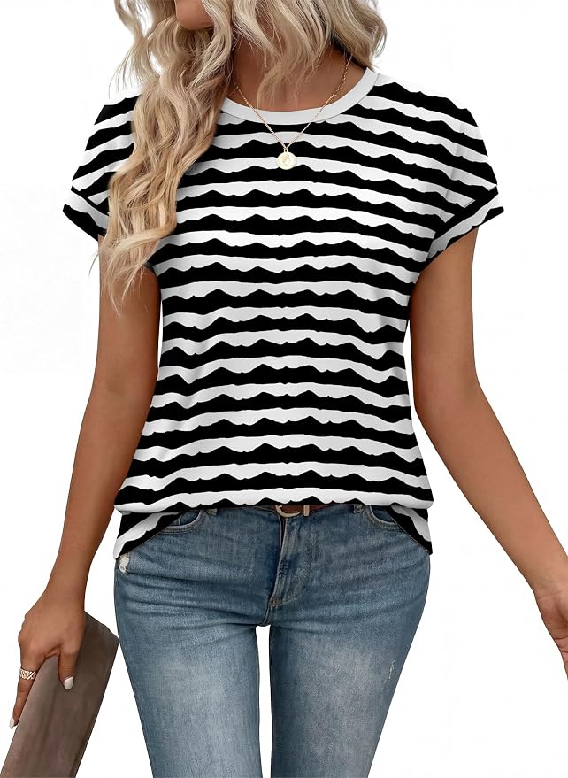 Alaroo Womens Summer Tops Short Sleeve Shirts Crew Neck Tshirt Cute Trendy Tunic Blouses (S-3XL)